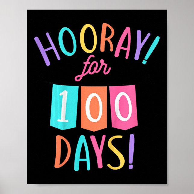 Poster Crianças Vivem Por 100 Dias 100º Dia Da Escola (Frente)