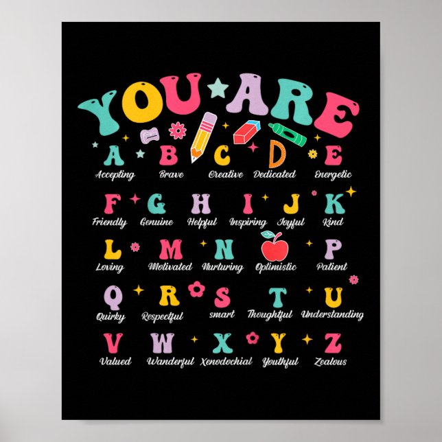Poster Crianças Você É Alphabet Abcs School Student (Frente)