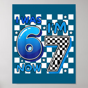 Poster Crianças xadrez azul eu tinha 6 agora tenho 7 dive