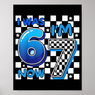 Poster Crianças Xadrez Azul Eu tinha 6 anos agora tenho 7