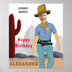 Poster Crianças Xerife Cowboy Original Foto ADD