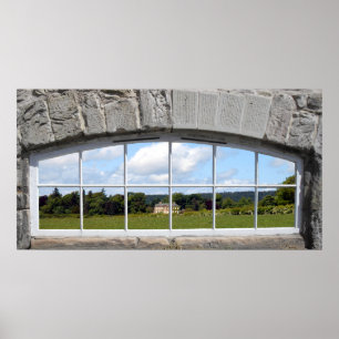 Poster Criar um efeito de janela arqueado com vista rural