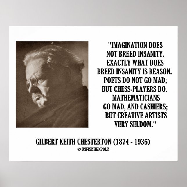 Poster Criativa de insanidade da imaginação de Chesterton (Frente)