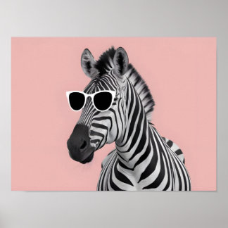 Poster Criativo de conceito animal: zebra com óculos escu