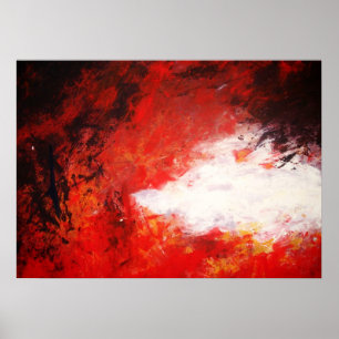 Pôster Criativo Vermelho Abstrato de Pintura Moderna Impr