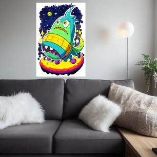 Poster Criatura alienígena engraçada Arte AI