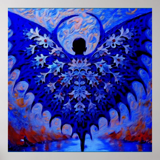 Poster Criatura De Bat Wing Com Espantoso Azul (Frente)