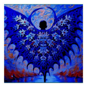 Pôster Criatura De Bat Wing Com Espantoso Azul