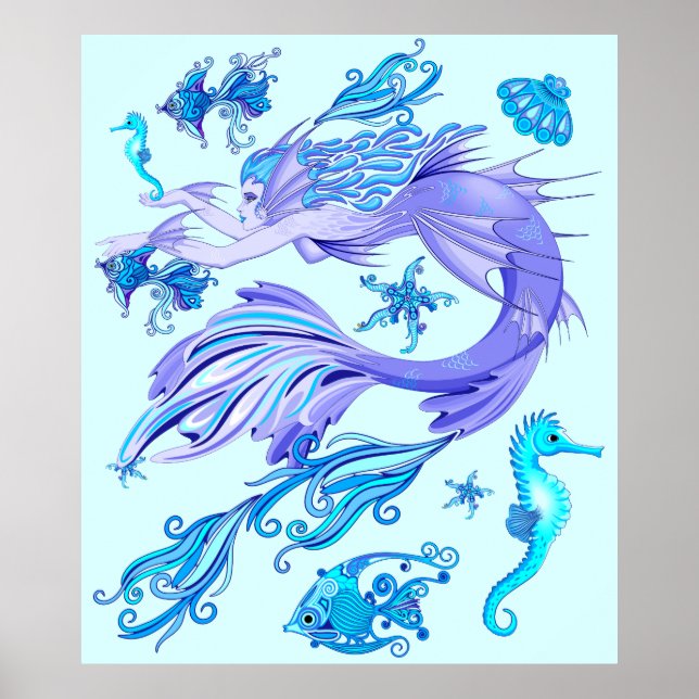 Poster Criatura De Fada Roxa Sereia (Frente)