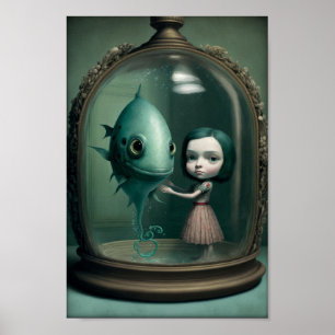 Poster Criatura de Fantasia Estranha e Aquário