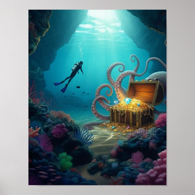 Poster Criatura marinha guarda tesouro  (Frente)