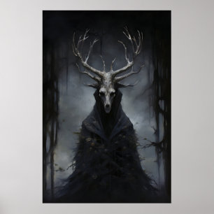 Poster Criatura Mística Escura Dark Academia, Escuro