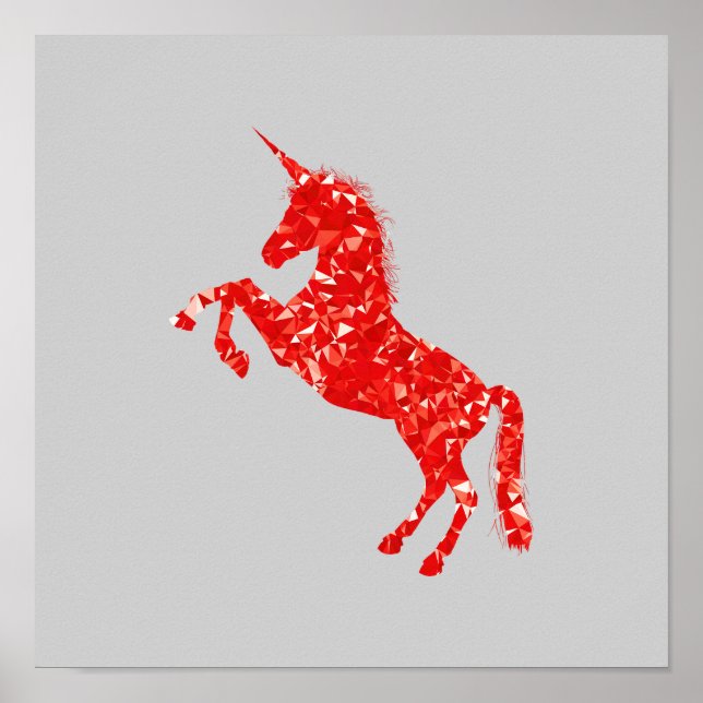 Pôster Criatura mística Red Unicorn (Frente)