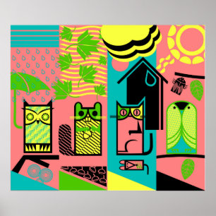Poster criaturas bonitinhas ao ar livre