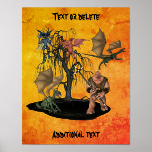 Poster Criaturas de Goblin do Halloween Personalizadas