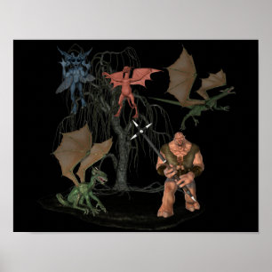 Pôster Criaturas de Ogre Goblin, Assustador do Halloween