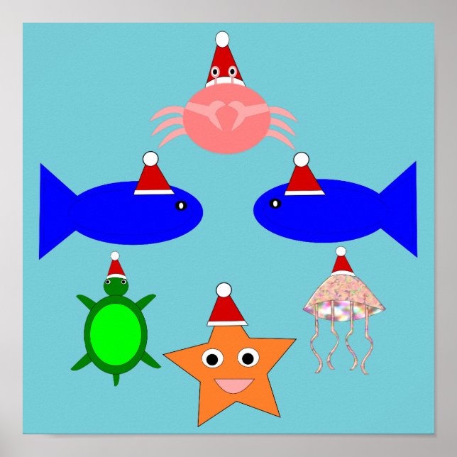 Poster Criaturas do Mar de Natal (Frente)