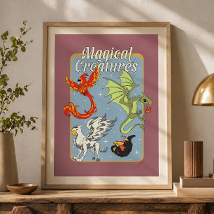 Poster Criaturas Mágicas Gráficos Vintage