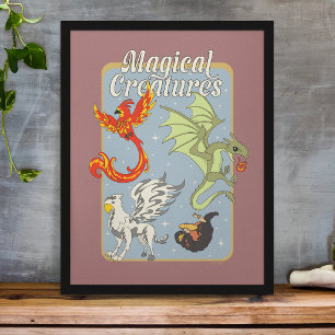 Poster Criaturas Mágicas Gráficos Vintage