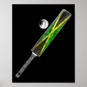 Poster Cricket Antigo Bandeira Jamaica Orgulho Jamaicano