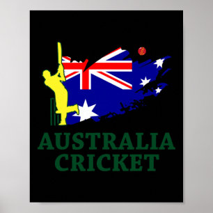 Poster Cricket Austrália Bandeira Aussie Jack Estrelas da