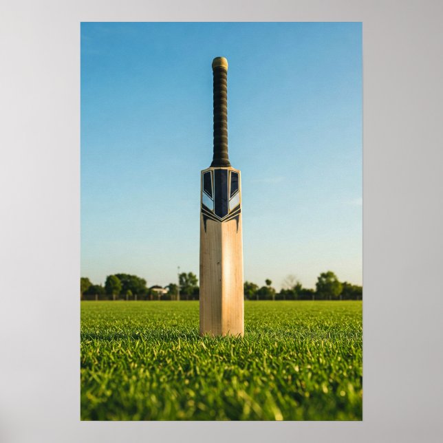 Poster Cricket Bat Standing on Sunlit Field (Frente)