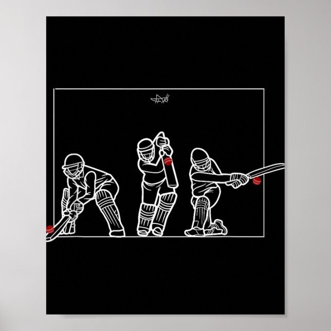 Poster Cricket Batting Funny Cricket Fan Gift Cricket  (Frente)