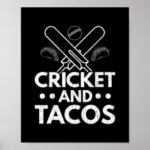 Poster Cricket E Tacos Jogador Treinador Divertido Desenh