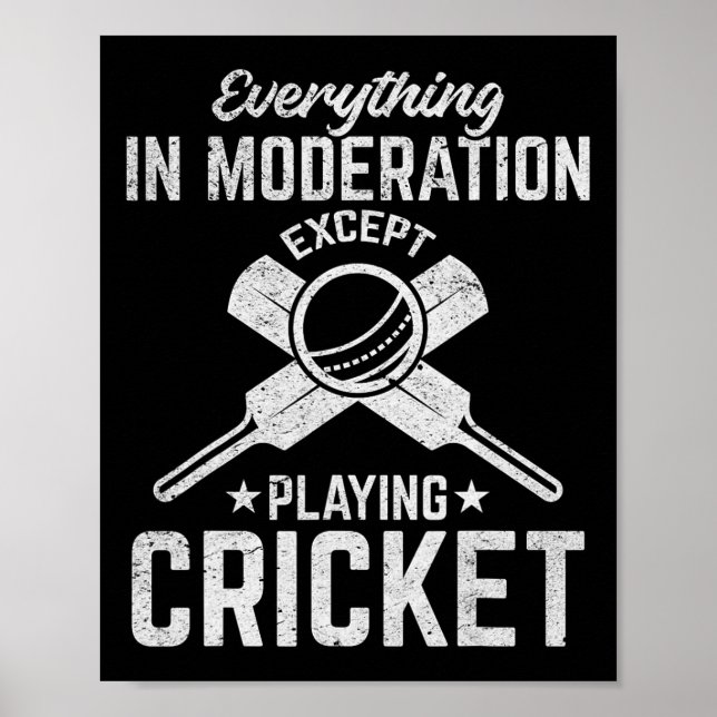 Poster Cricket - Everything In Moderation Except Playing  (Frente)