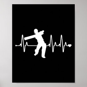 Poster Cricket Heartbeat - Cricketer Engraçado