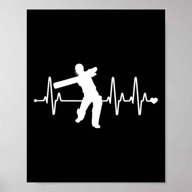 Poster Cricket Heartbeat - Cricketer Engraçado  (Frente)