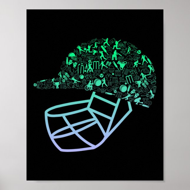 Poster Cricket Helmet For Cricketer Boys Cricket  (Frente)