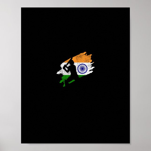 Poster Cricket India Flag Jersey Vintage Gift  (Frente)