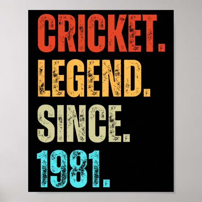 Poster Cricket Legend Since 1981 Retro Birthday  (Frente)