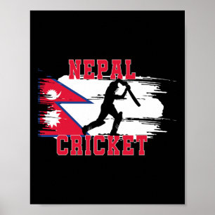 Poster Cricket Nepal Fãs de Críquete do Nepal Bandeira do