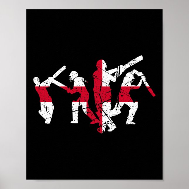 Poster Cricket Player Distressed  (Frente)