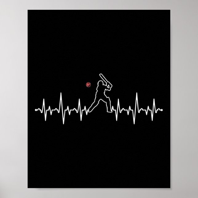 Poster Cricket Player Heartbeat Cricket Gift  (Frente)