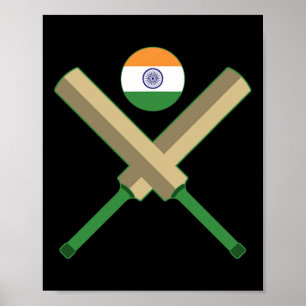 Poster Cricket T Críquete Ll Bandeira da Índia Críquete Í