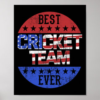 Poster Cricket Team Player Independence Day Patriotic Usa