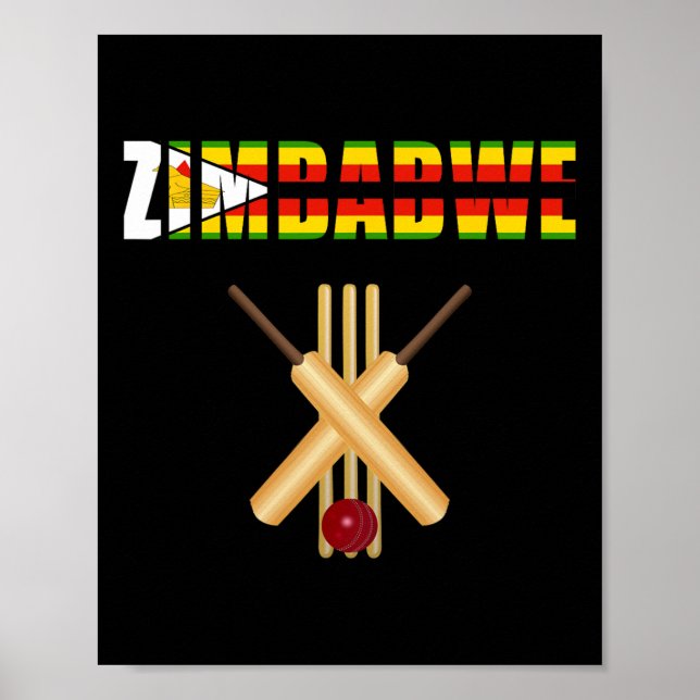 Poster Cricket Zimbábue Bandeira T Ll Wicket  (Frente)