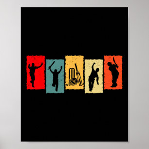 Poster Cricketista Vintage Tter Arremessador Retro