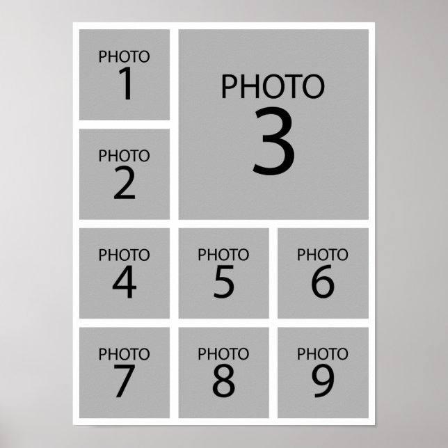 Poster Crie a sua colagem modelo 9 FOTO Personalizada (Frente)