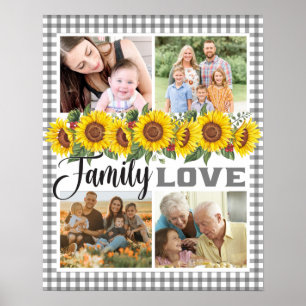 Poster Crie a sua própria família Collage Gingham Sunflow