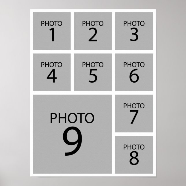 Poster Crie seu modelo personalizado de colagem 9 FOTO (Frente)
