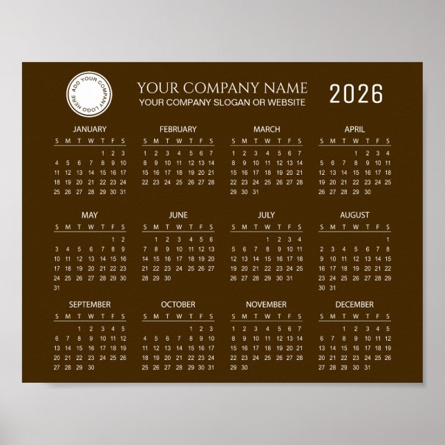 Poster Crie seu próprio calendário empresarial 2026 |  (Frente)