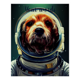 Pôster Crie seu próprio cão no astronauta espacial