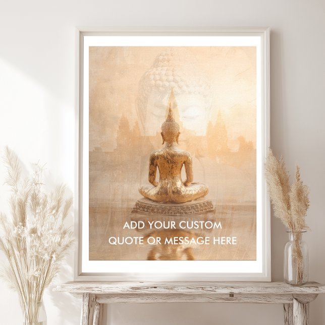 Poster Crie Seu Próprio Citação Motivacional - Buda Doura (Create Your Own Motivational Quote - Golden Buddha Poster)