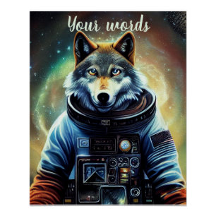 Pôster Crie seu próprio lobo em astronauta espacial