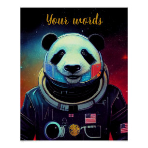 Pôster Crie seu próprio Panda no Astronauta Espacial
