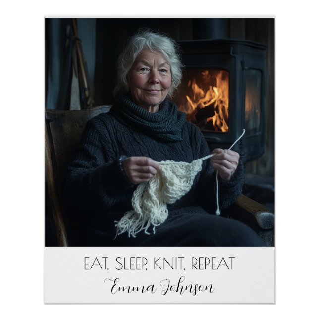 Pôster Crie seu próprio texto fotográfico e nome branco (Frente)